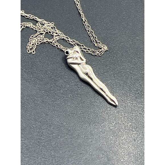 KIM Signed Sterling Wedding Necklace Lovers Embrace Infinity Pendant Adam Eve - Picture 8 of 16